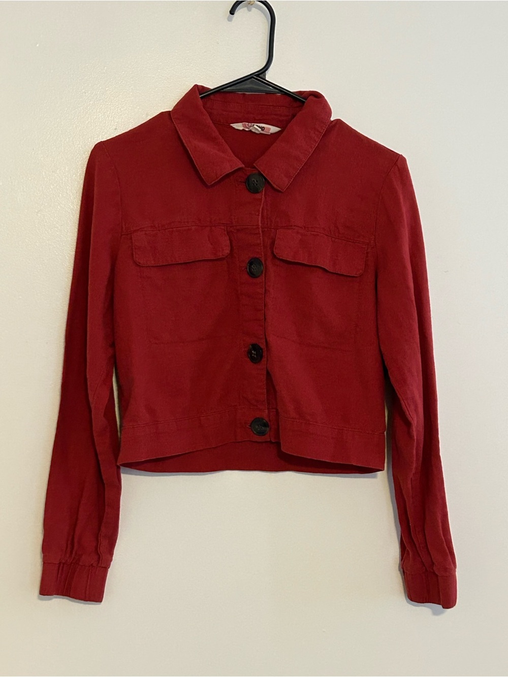 CI SONO Linen Collection Women's Size S Cropped Linen Blend Button Down Shirt